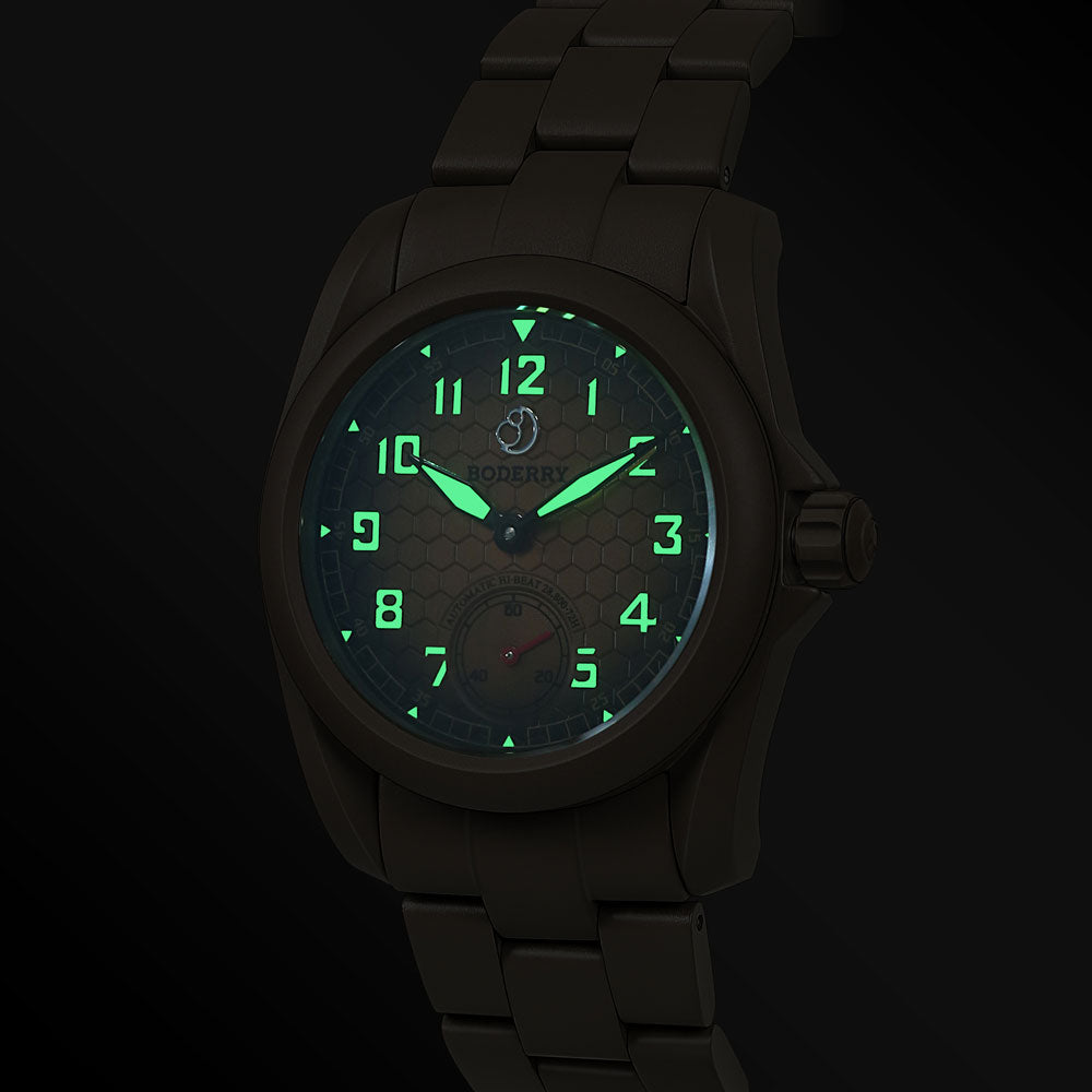 VOYAGER S72 – 72-Hour reserva de marcha titanio automático Reloj de campaña, 100M resistente al agua | Desert Tan/brazalete — imagen 3