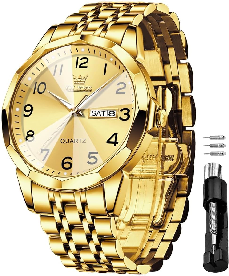 OLEVS acero inoxidable cuarzo Reloj para hombre – Gold, Blue, Black or esfera blanca — imagen 8