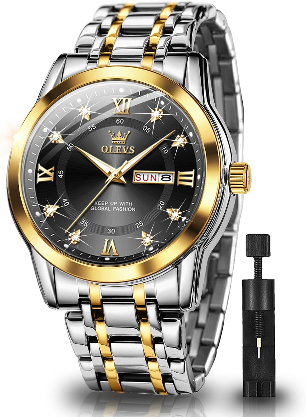 OLEVS acero inoxidable cuarzo Reloj para hombre – Gold, Blue, Black or esfera blanca — imagen 15