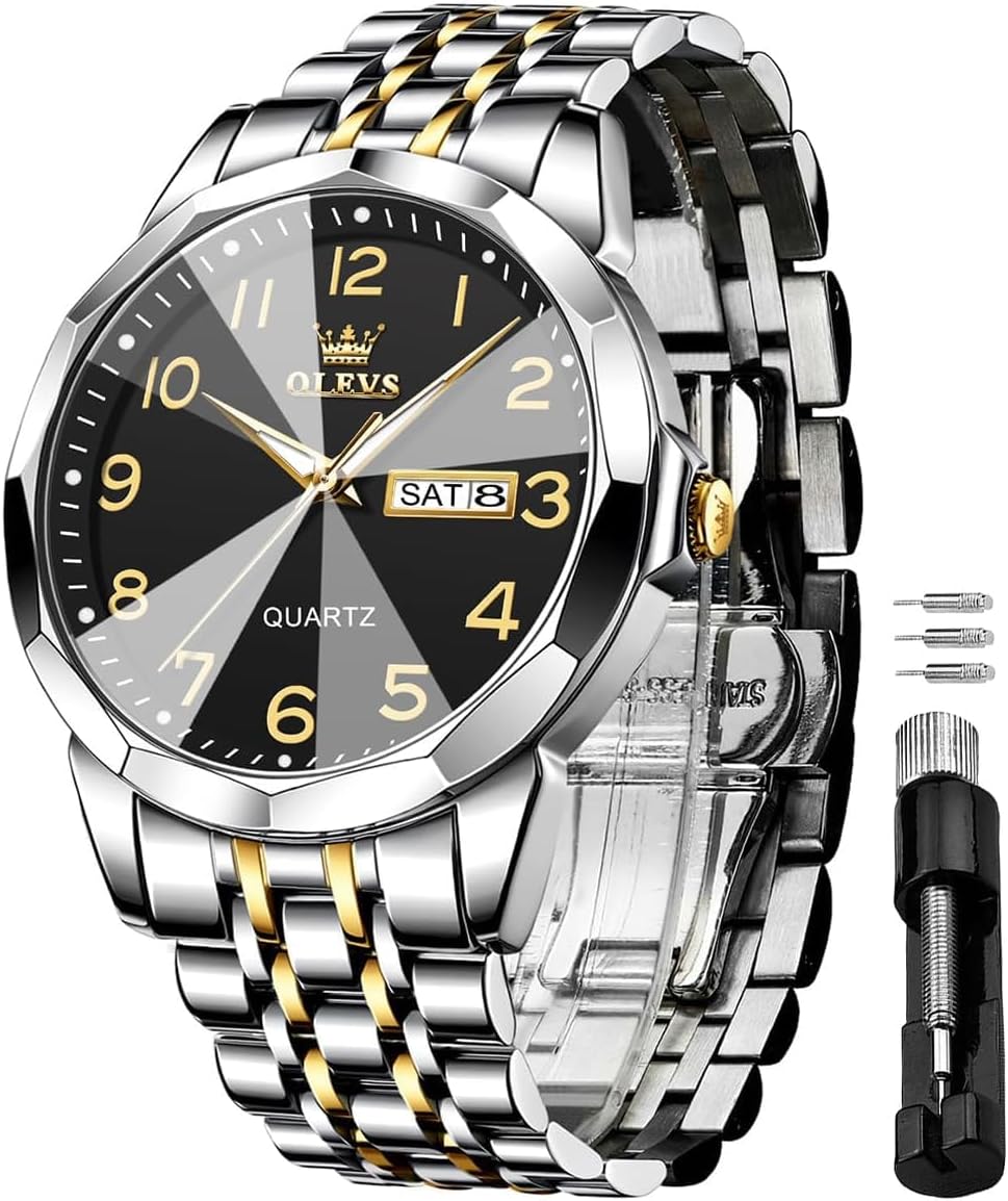 OLEVS acero inoxidable cuarzo Reloj para hombre – Gold, Blue, Black or esfera blanca — imagen 12