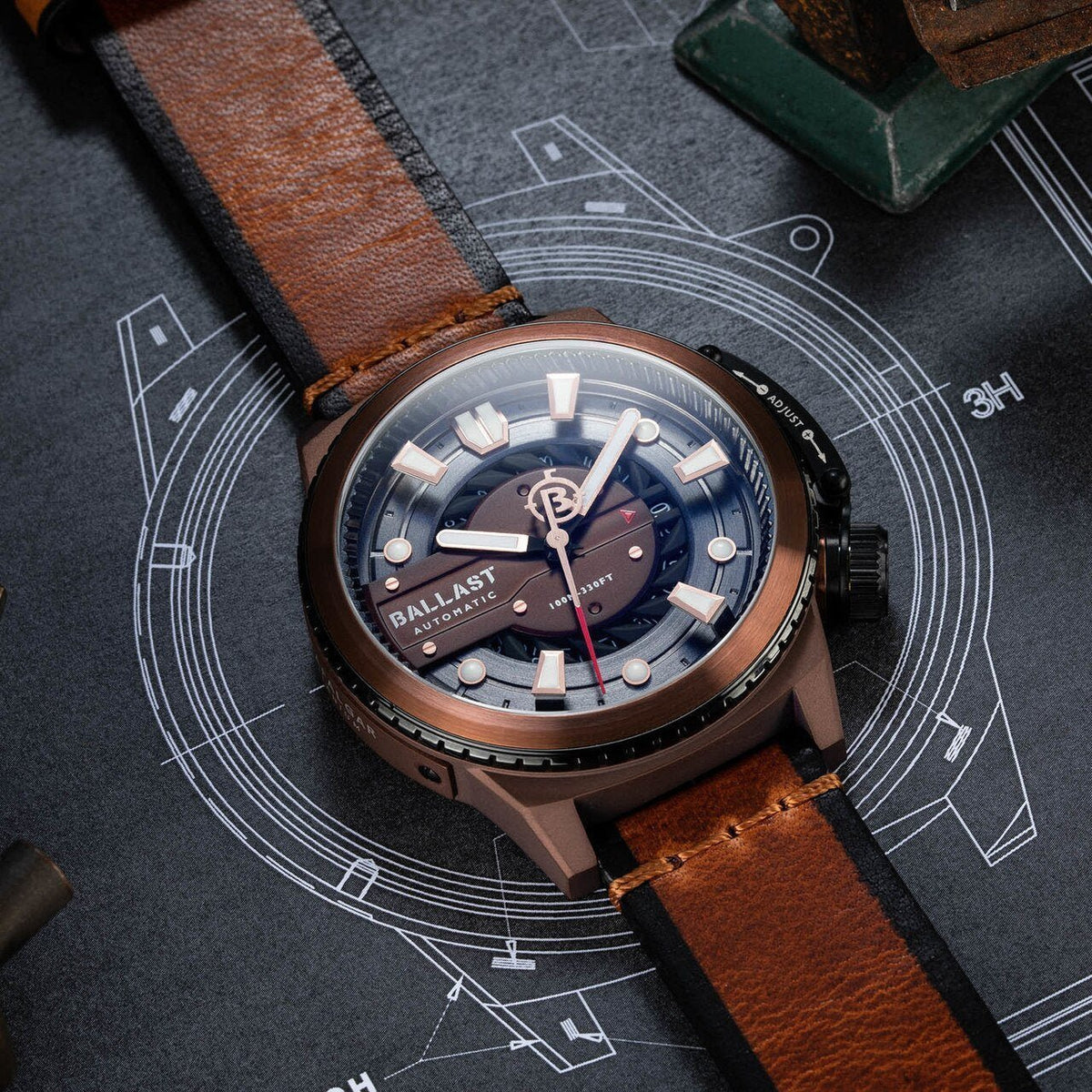 Ballast Trafalgar titanio automático oro rosa Brown — imagen 3