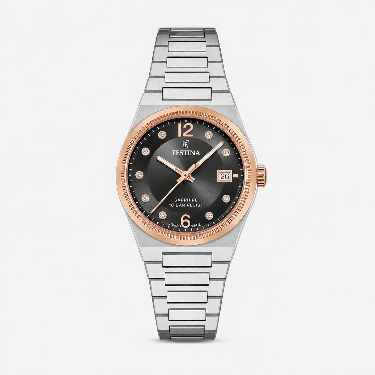 FESTINA Swiss Made cuarzo 35 mm oro rosa esfera negra Reloj para mujer — imagen 1