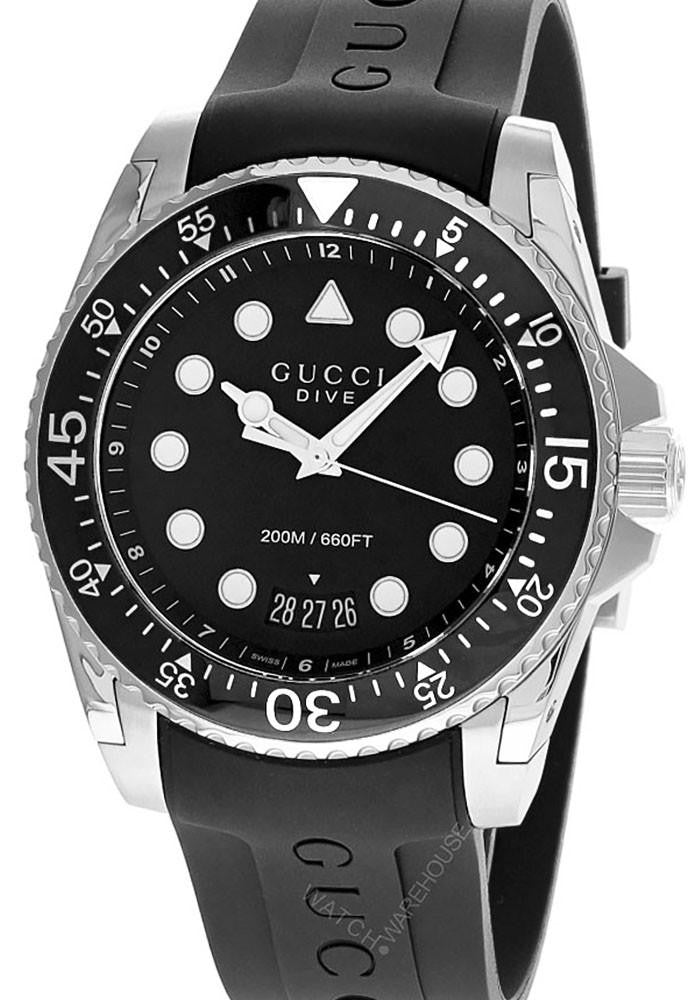 GUCCI Dive 45 mm cuarzo acero inoxidable Black caucho Reloj para hombre — imagen 2