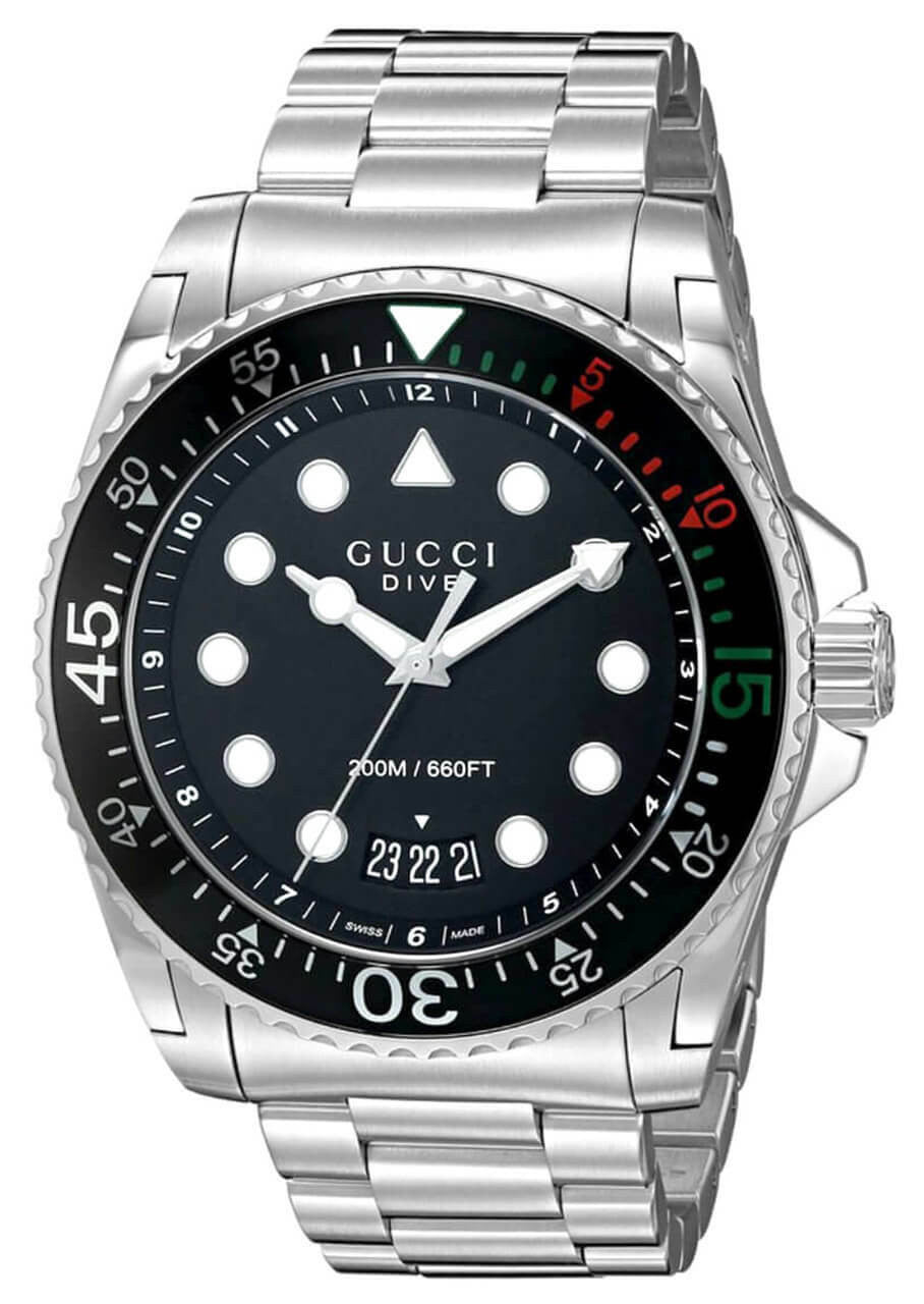 GUCCI Dive 45 mm acero inoxidable esfera negra mate bisel giratorio Reloj para hombre — imagen 2