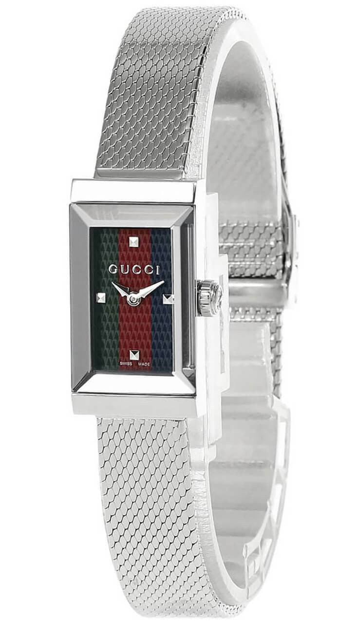 GUCCI G-Frame 14x25 mm acero inoxidable Green/Red/esfera azul Reloj para mujer — imagen 2