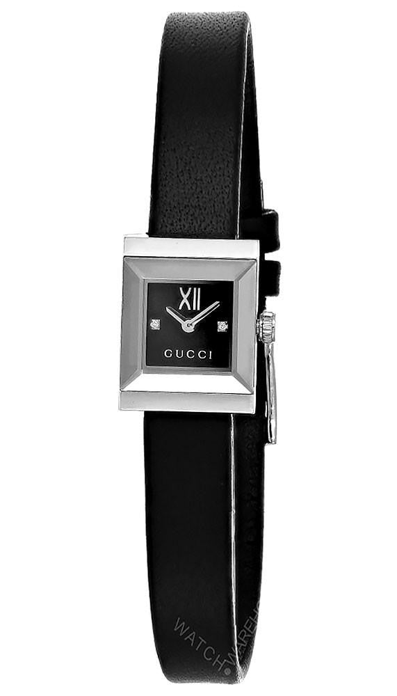 GUCCI G-Frame cuarzo acero inoxidable 14x18 mm esfera negra cuero Reloj para mujer — imagen 2