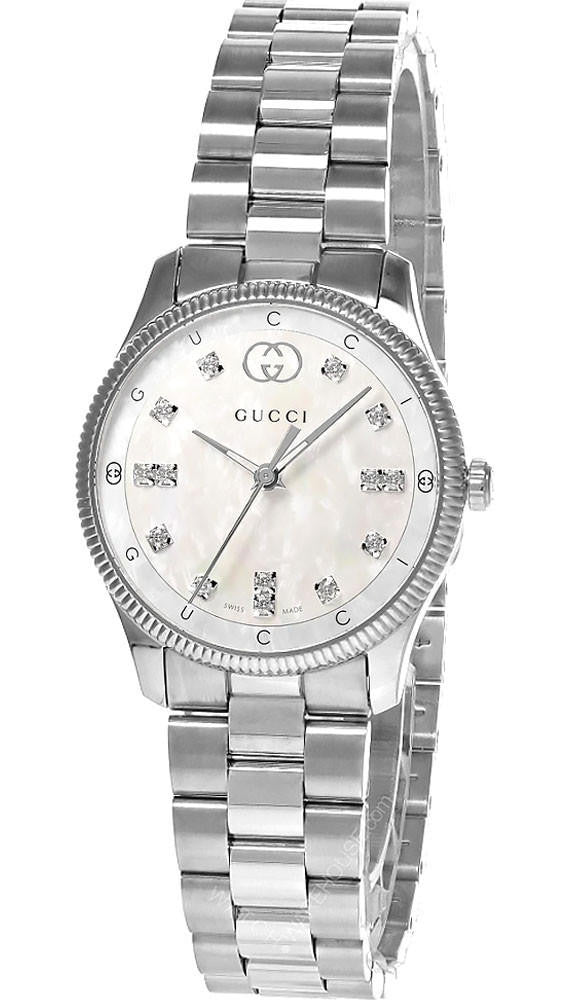 GUCCI G-Timeless 29 mm acero inoxidable esfera blanca de nácar Reloj para mujer — imagen 2