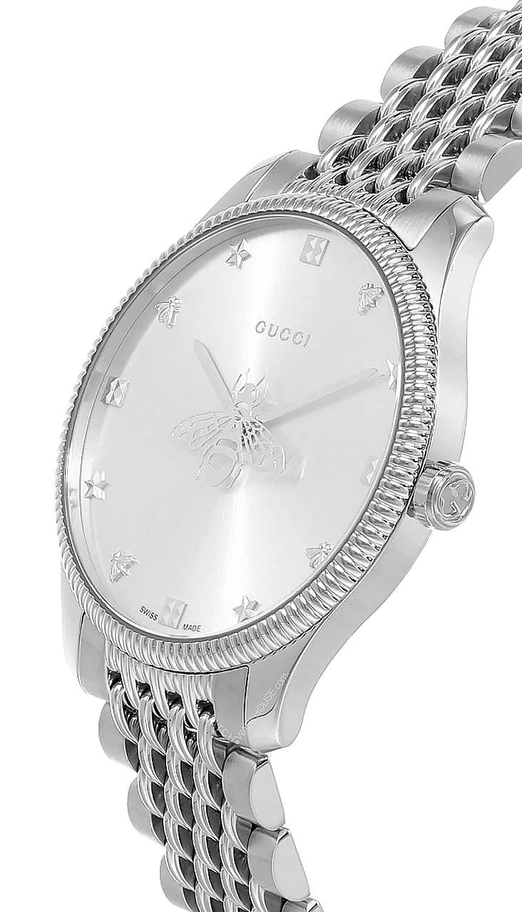 GUCCI G-Timeless 36 mm acero inoxidable esfera plateada Slim Reloj unisex — imagen 3
