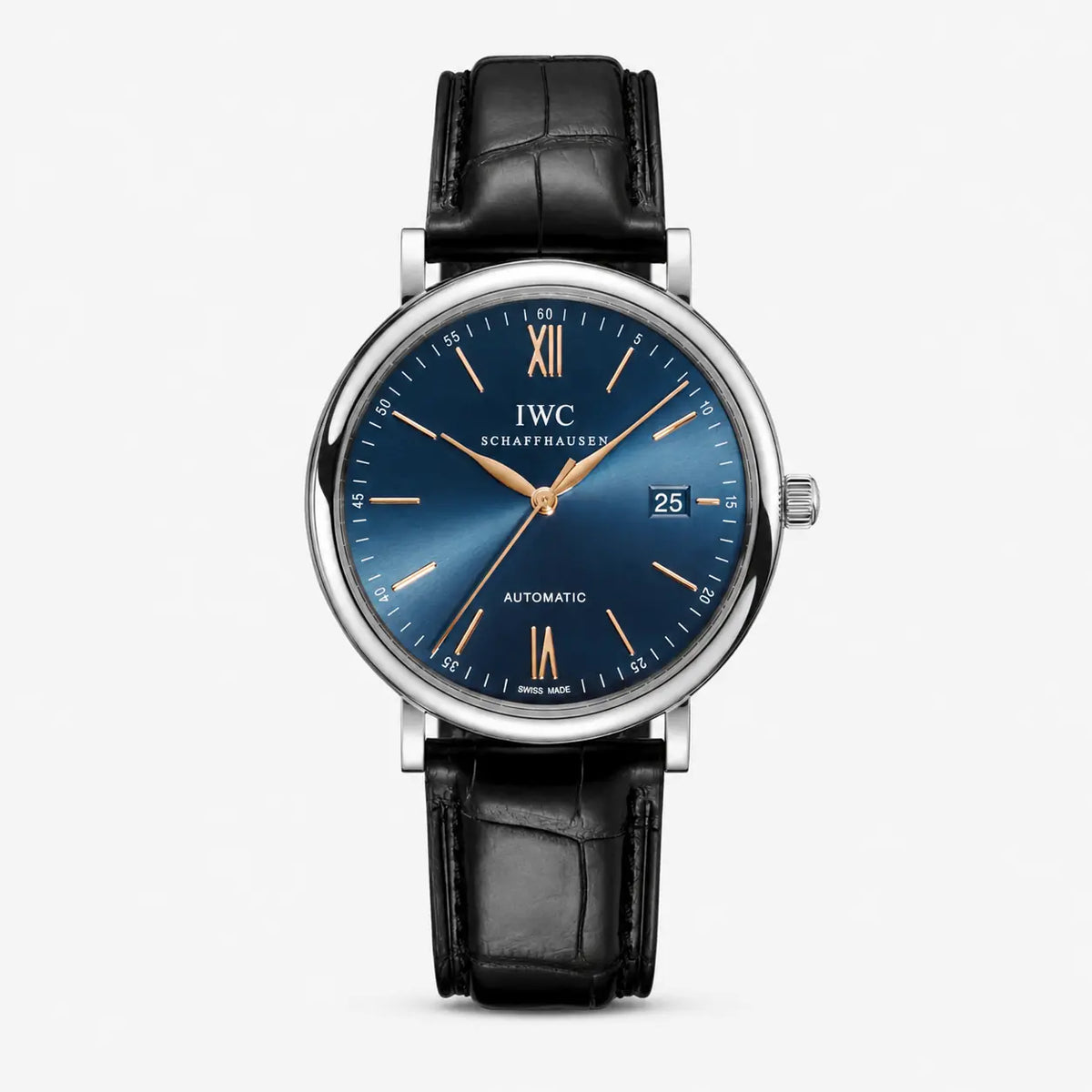 Portofino 40 mm, esfera azul y oro rosa, correa de cuero, reloj para hombre — imagen 1