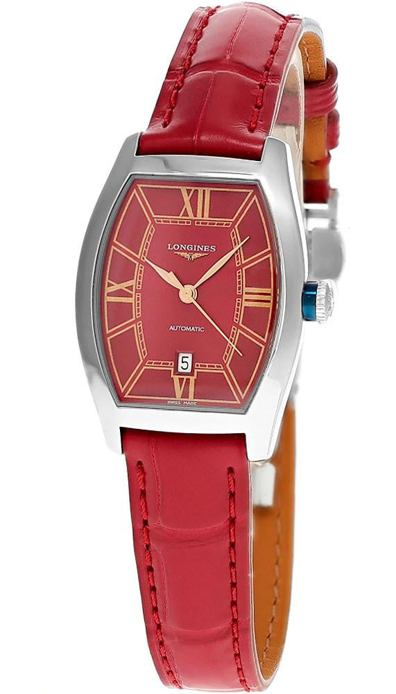 LONGINES Evidenza automático 30 mm esfera roja cuero Reloj para mujer — imagen 2
