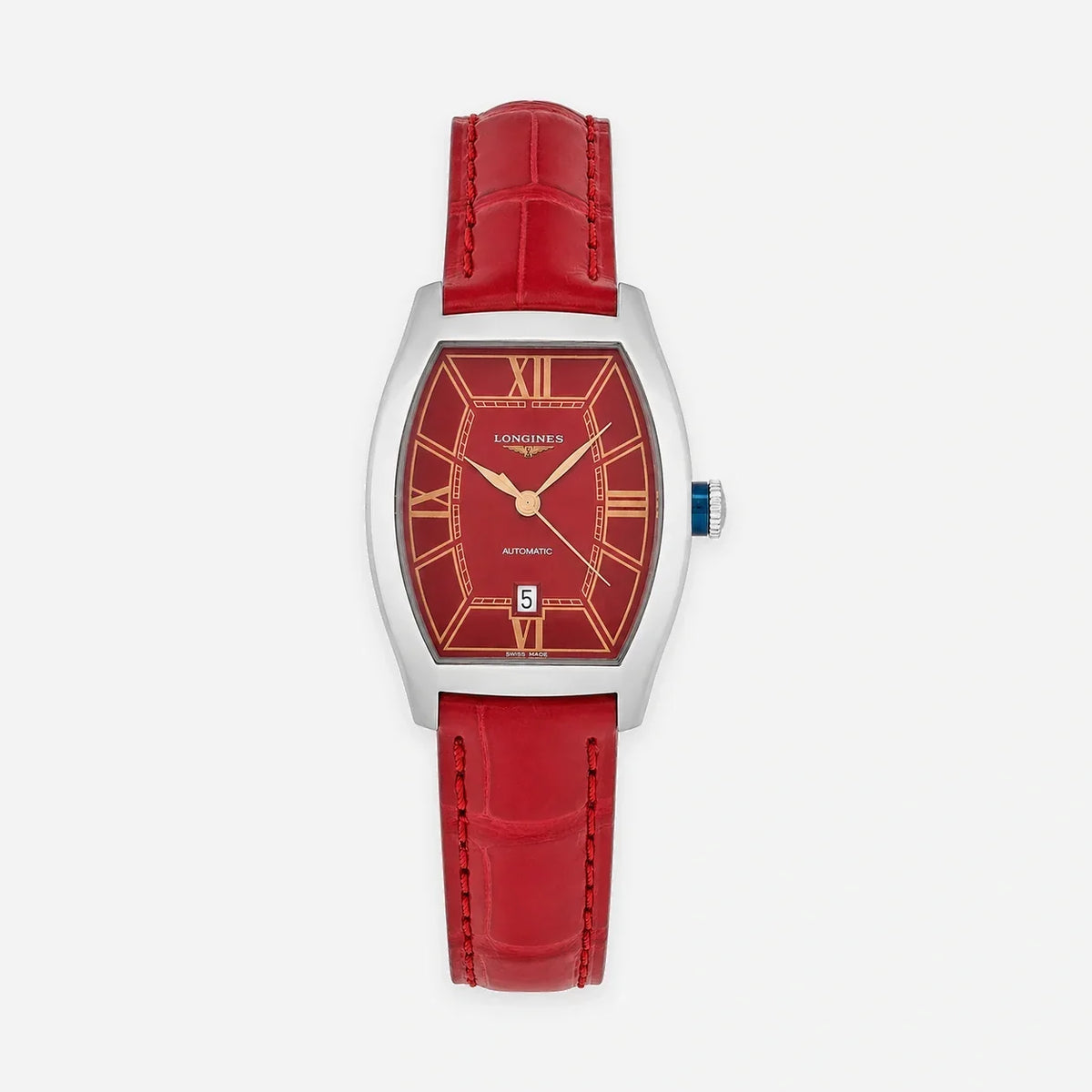 LONGINES Evidenza automático 30 mm esfera roja cuero Reloj para mujer — imagen 1