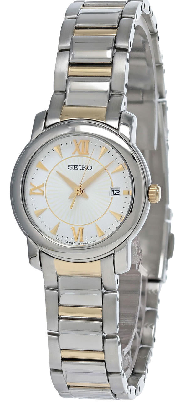 SEIKO 26 mm esfera blanca bicolor acero inoxidable Reloj para mujer — imagen 2
