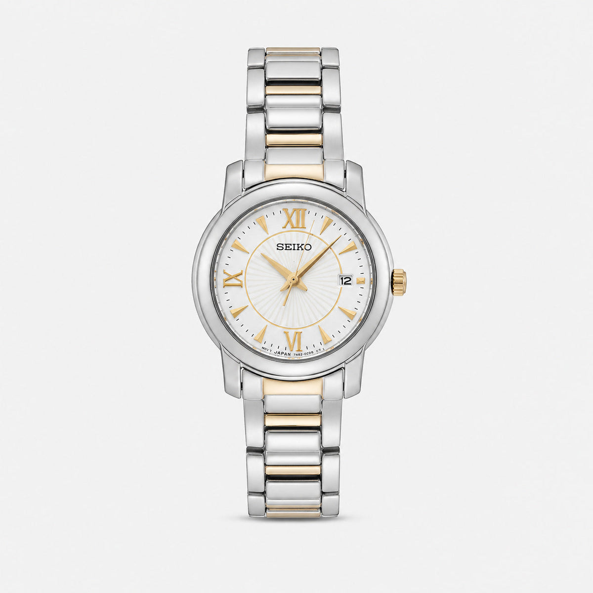 SEIKO 26 mm esfera blanca bicolor acero inoxidable Reloj para mujer — imagen 1