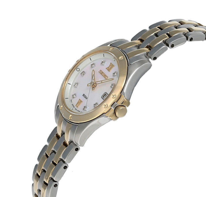SEIKO 27 mm esfera blanca de nácar acero inoxidable Reloj para mujer — imagen 3