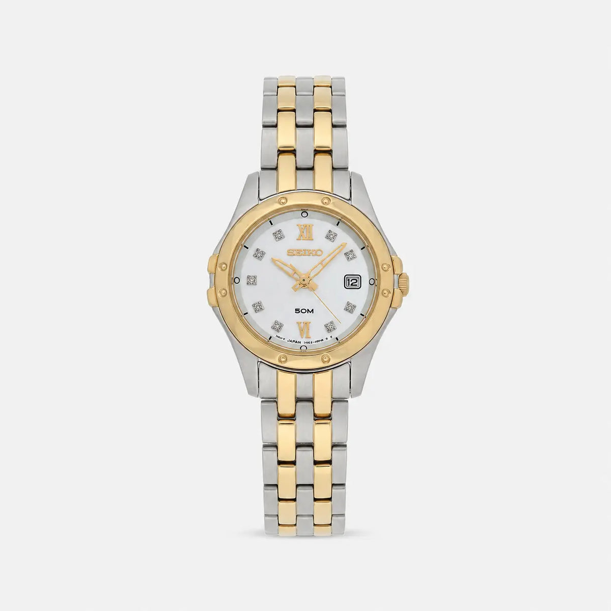 SEIKO 27 mm esfera blanca de nácar acero inoxidable Reloj para mujer — imagen 1