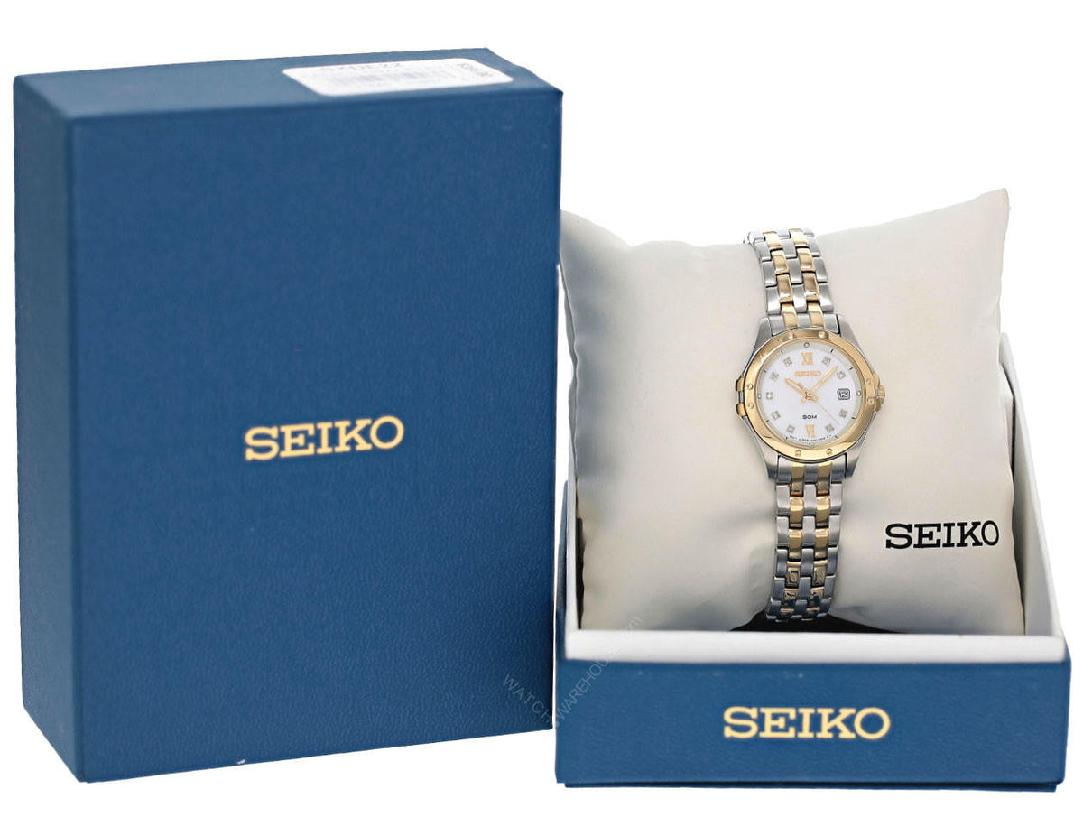 SEIKO 27 mm esfera blanca de nácar acero inoxidable Reloj para mujer — imagen 5