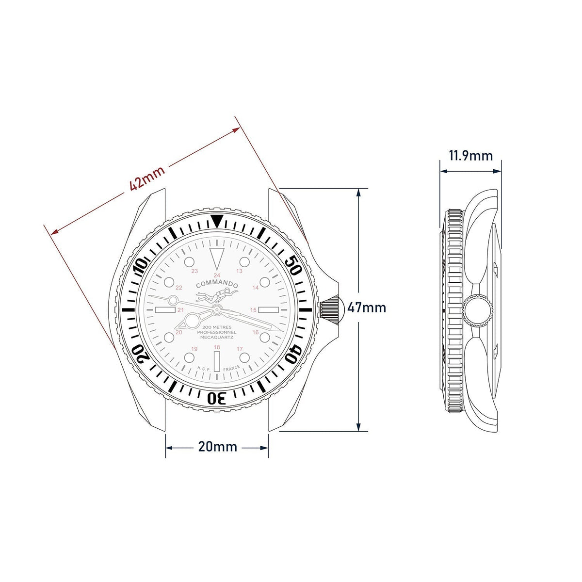 Diver 200M Mecacuarzo Commando Reloj de buceo - Vintage — imagen 13