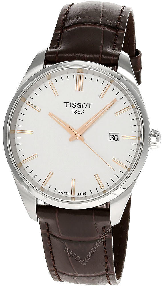 TISSOT PR 100 cuarzo 40 mm esfera plateada Brown cuero Reloj para hombre — imagen 2