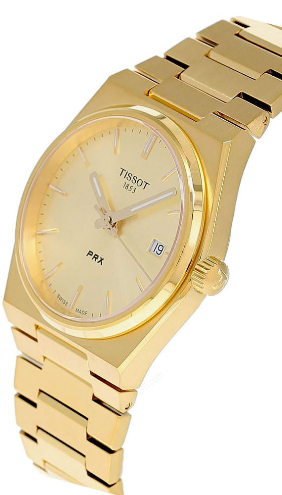 TISSOT PRX 35 mm cuarzo acero inoxidable esfera dorada Reloj unisex — imagen 3