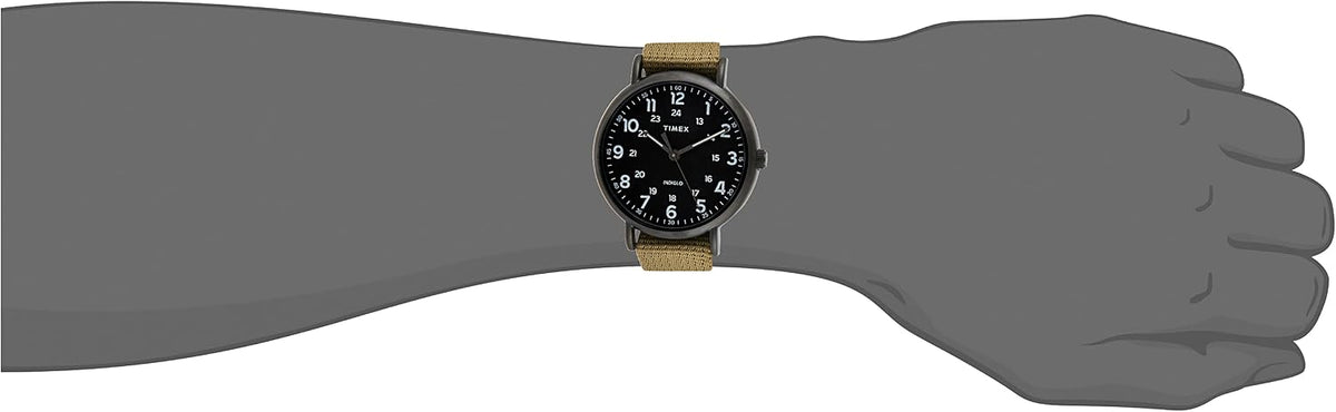 Timex Weekender XL 43 mm para hombre, caja negra y correa de tela verde oliva — imagen 5