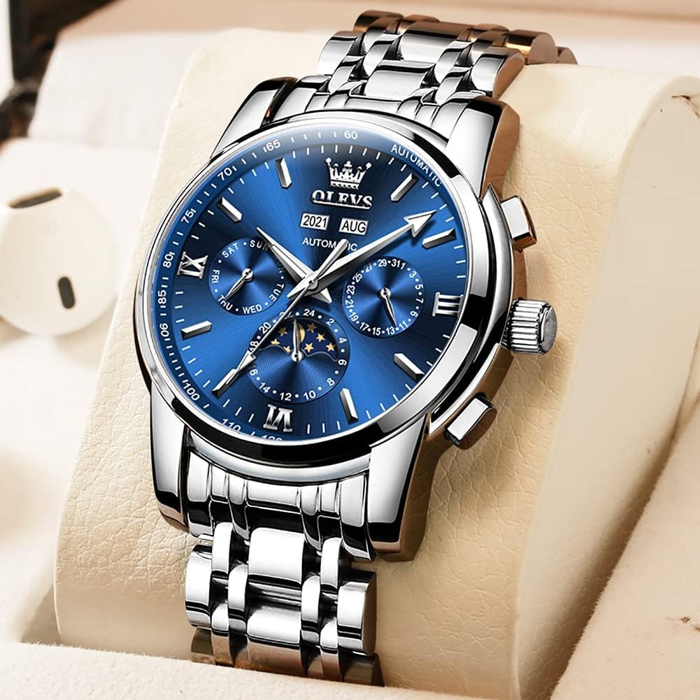 OLEVS acero inoxidable cuarzo Reloj para hombre – Gold, Blue, Black or esfera blanca — imagen 4