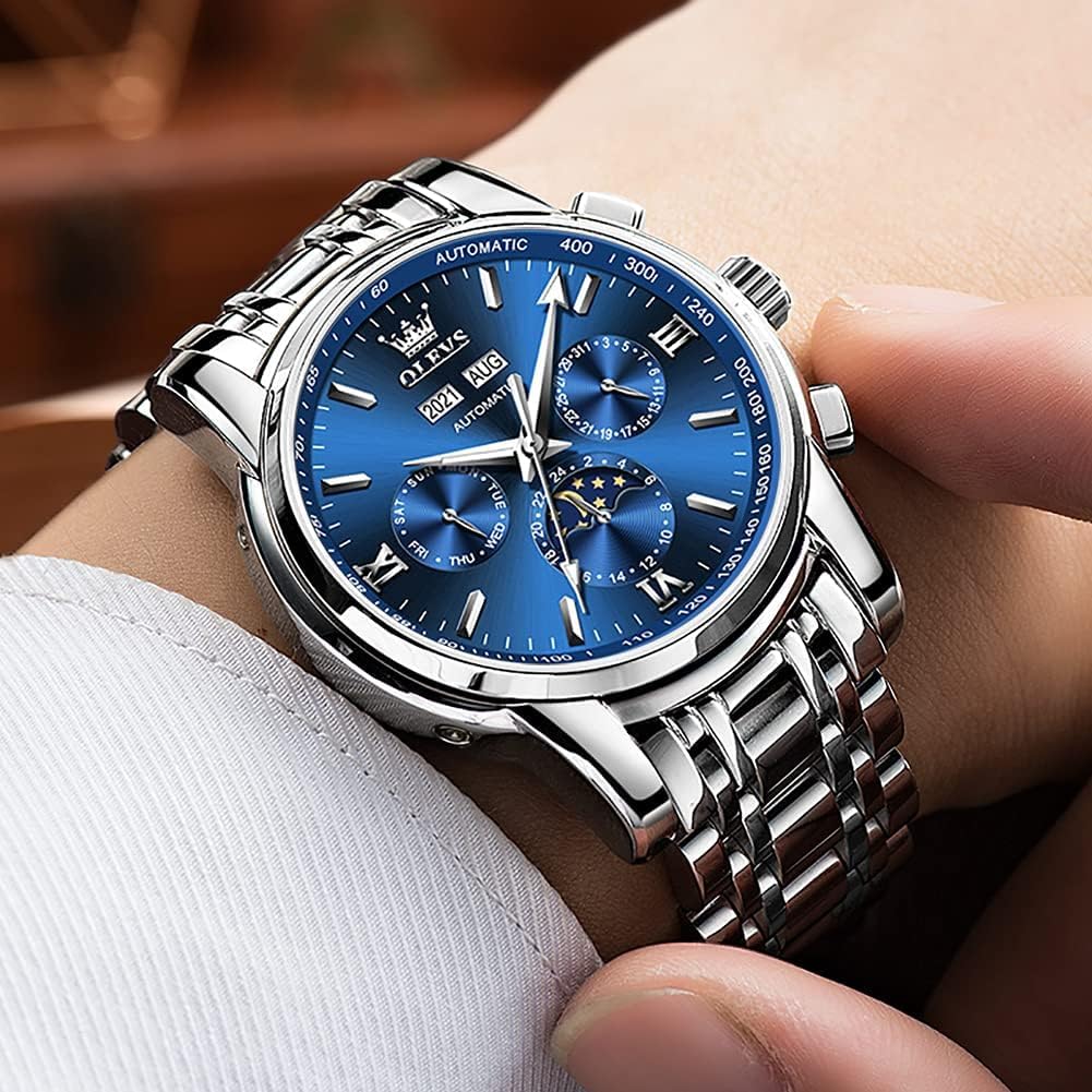 OLEVS acero inoxidable cuarzo Reloj para hombre – Gold, Blue, Black or esfera blanca — imagen 5