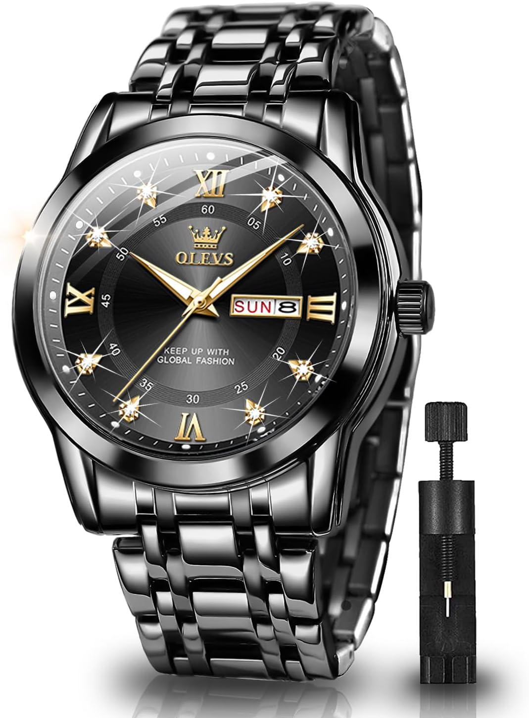 OLEVS acero inoxidable cuarzo Reloj para hombre – Gold, Blue, Black or esfera blanca — imagen 13