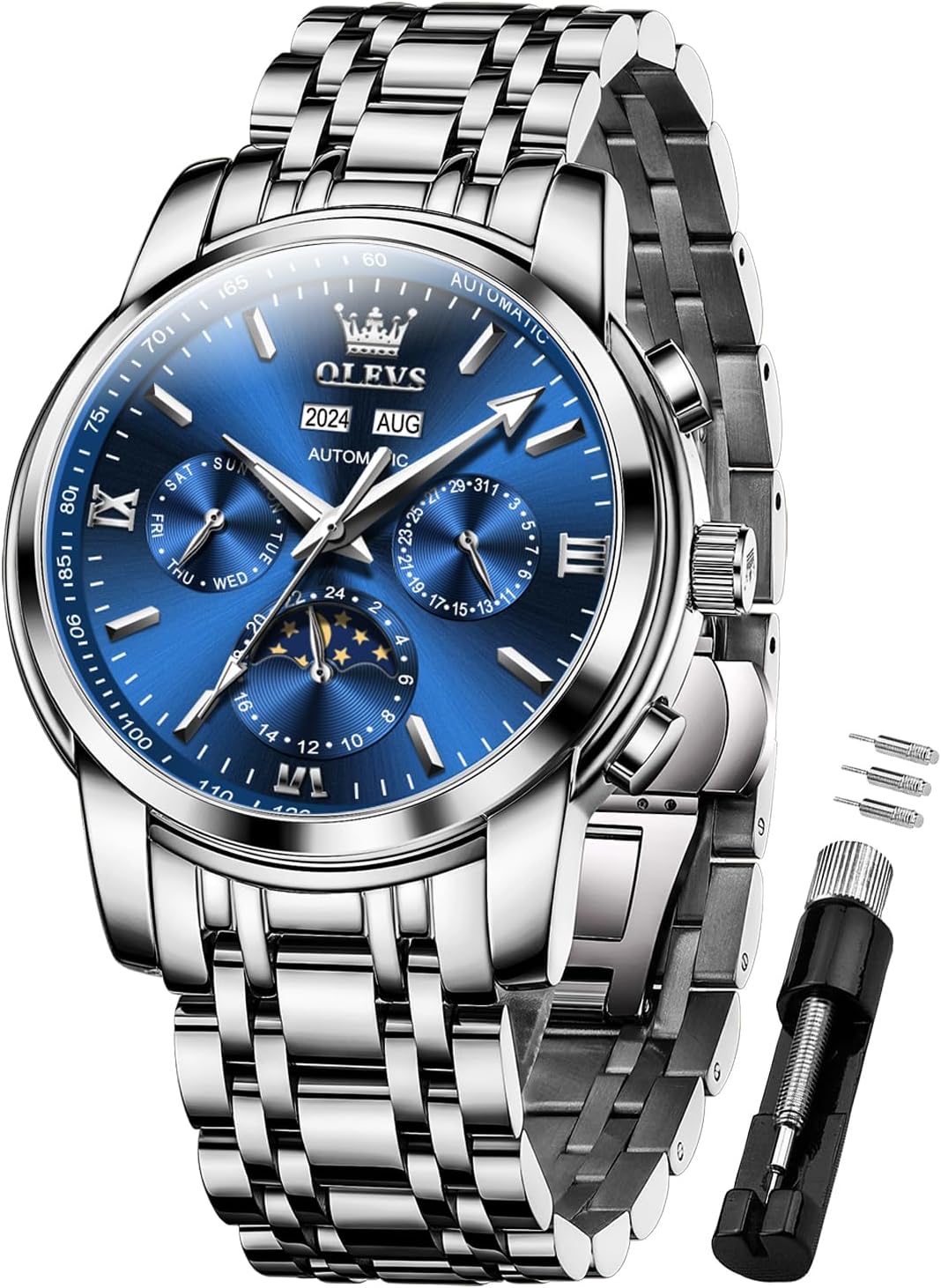 OLEVS acero inoxidable cuarzo Reloj para hombre – Gold, Blue, Black or esfera blanca — imagen 14
