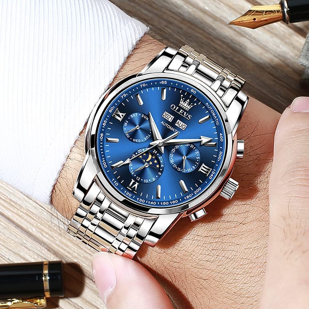 OLEVS acero inoxidable cuarzo Reloj para hombre – Gold, Blue, Black or esfera blanca — imagen 6