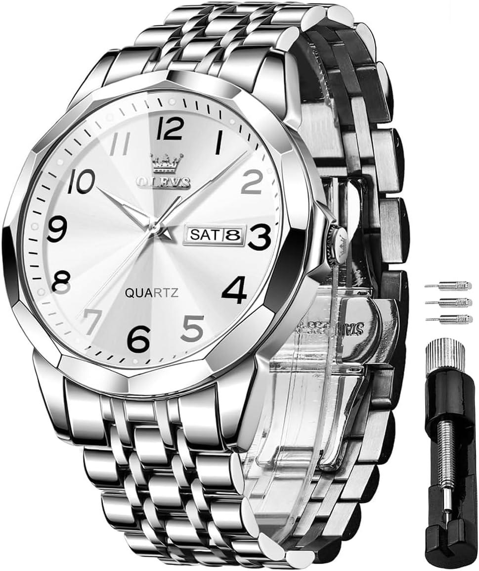 OLEVS acero inoxidable cuarzo Reloj para hombre – Gold, Blue, Black or esfera blanca — imagen 10