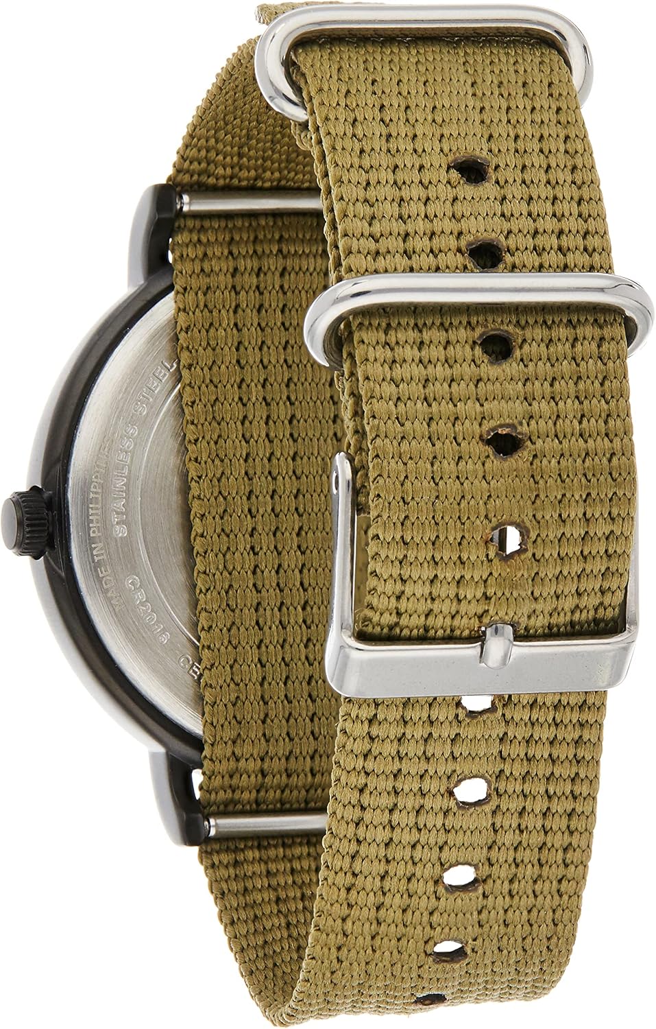 Timex Weekender XL 43 mm para hombre, caja negra y correa de tela verde oliva — imagen 3