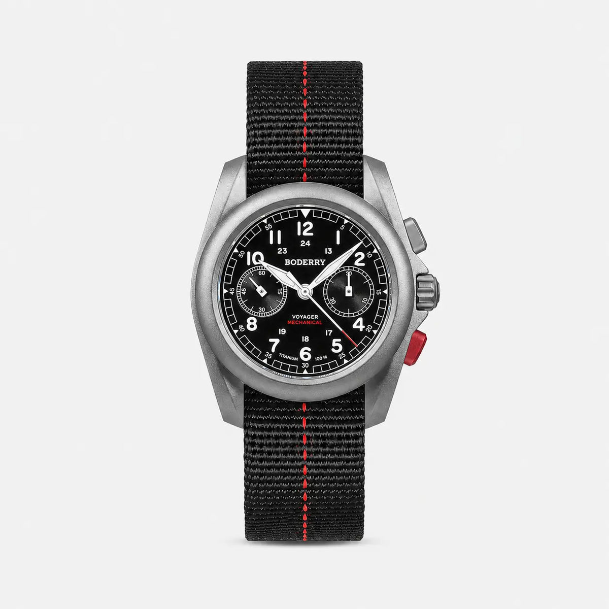 VOYAGER cronógrafo - titanio mecánico Reloj de campaña, 100M resistente al agua | Negro — imagen 1
