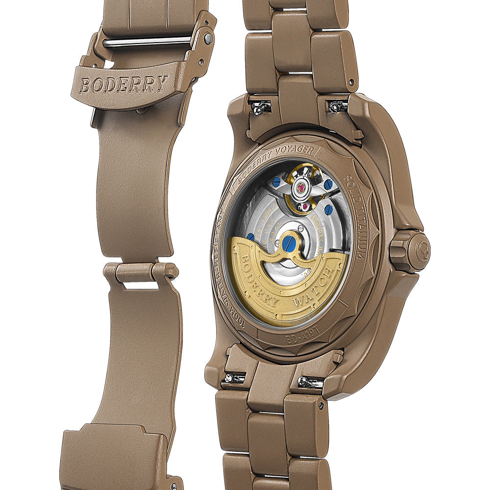 VOYAGER S72 – 72-Hour reserva de marcha titanio automático Reloj de campaña, 100M resistente al agua | Desert Tan/brazalete — imagen 5