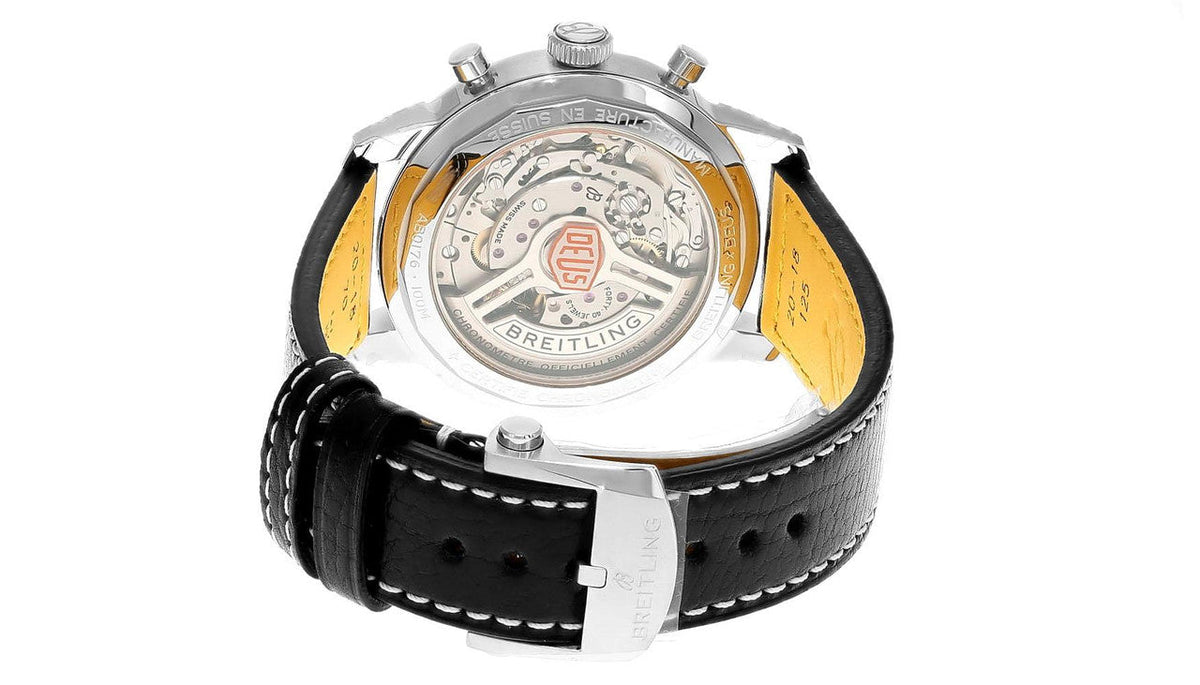 BREITLING Top Time B01 Deus automático 41 mm esfera negra cuero Reloj para hombre — imagen 4