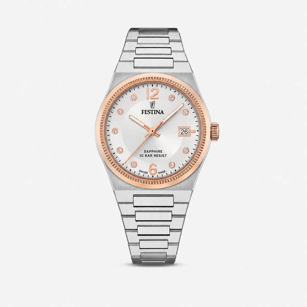 FESTINA Swiss Made cuarzo 35 mm oro rosa esfera plateada Reloj para mujer — imagen 1