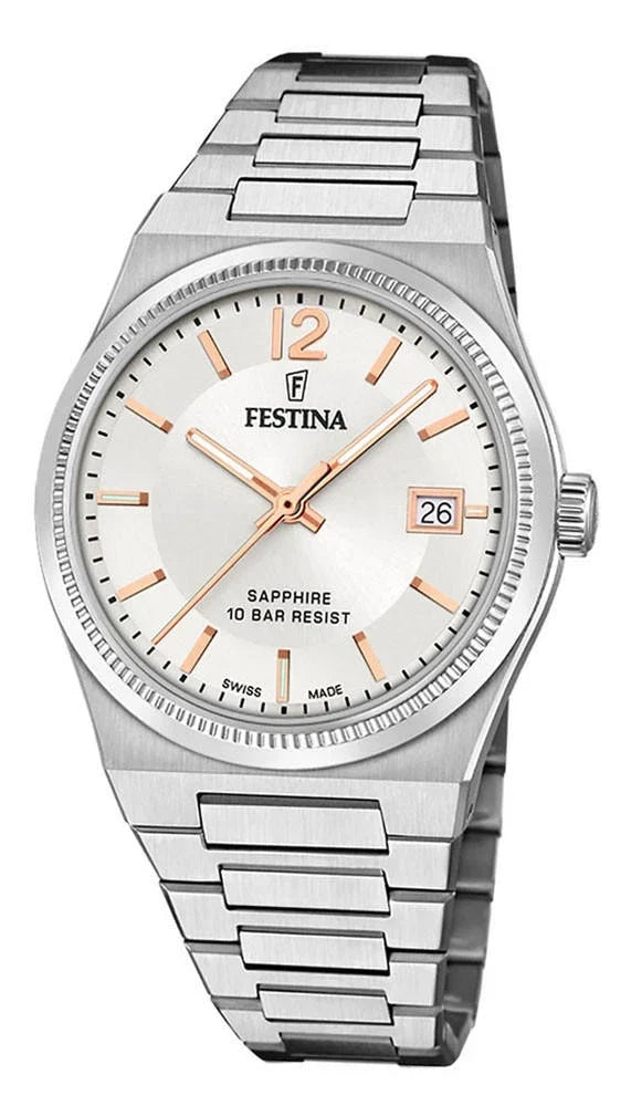 FESTINA Swiss Made cuarzo 35 mm acero inoxidable esfera plateada Reloj para mujer — imagen 2