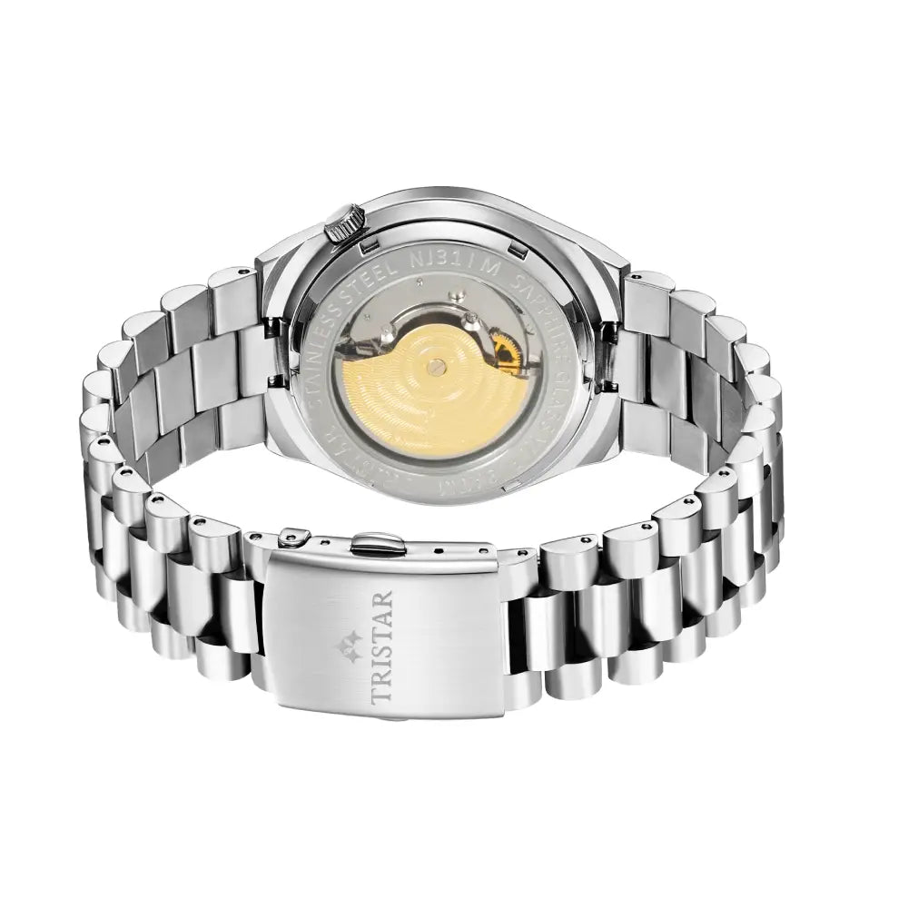 Tristar automático esfera verde esfera con numeración arábiga acero inoxidable Reloj para hombre — imagen 4