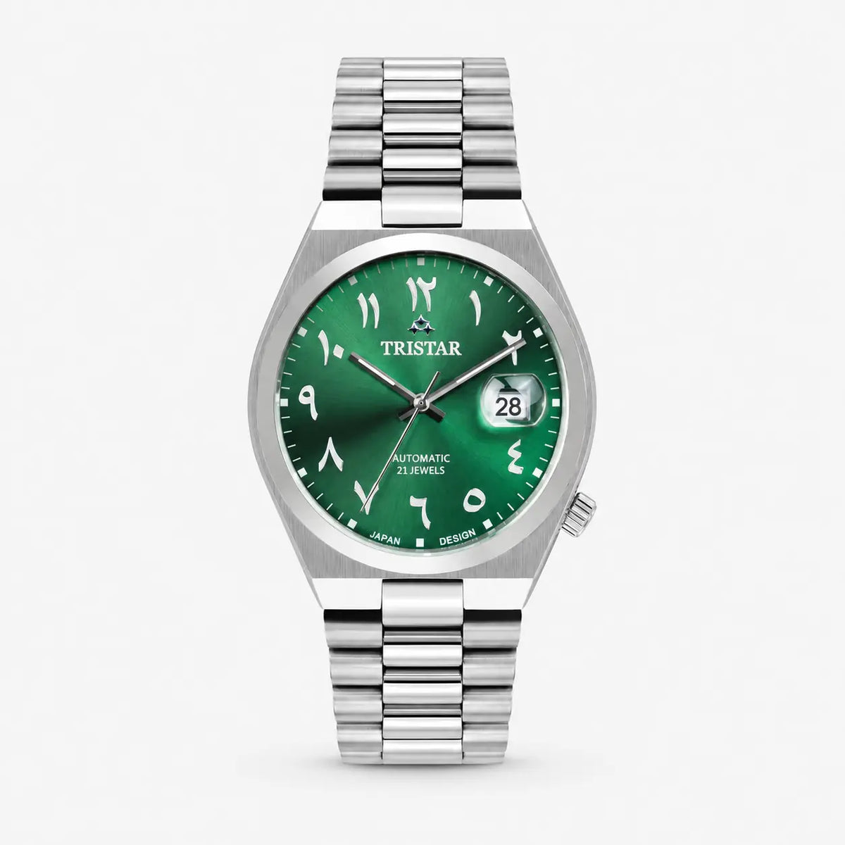 Tristar automático esfera verde esfera con numeración arábiga acero inoxidable Reloj para hombre — imagen 1