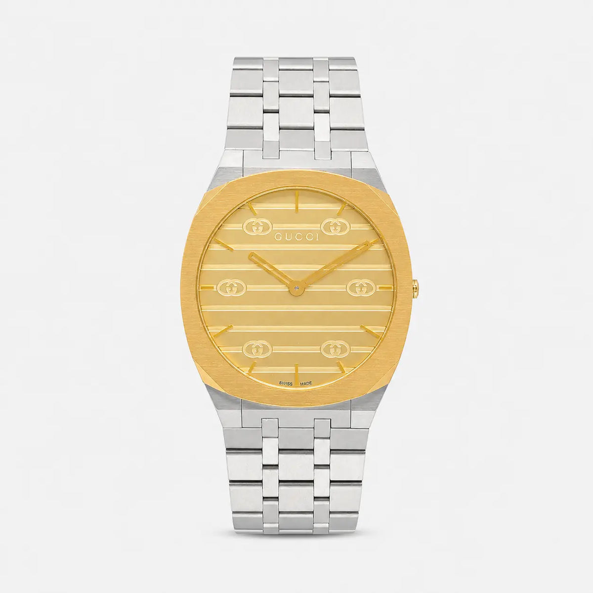 GUCCI 25H 38 mm cuarzo acero inoxidable esfera dorada Reloj para hombre — imagen 1