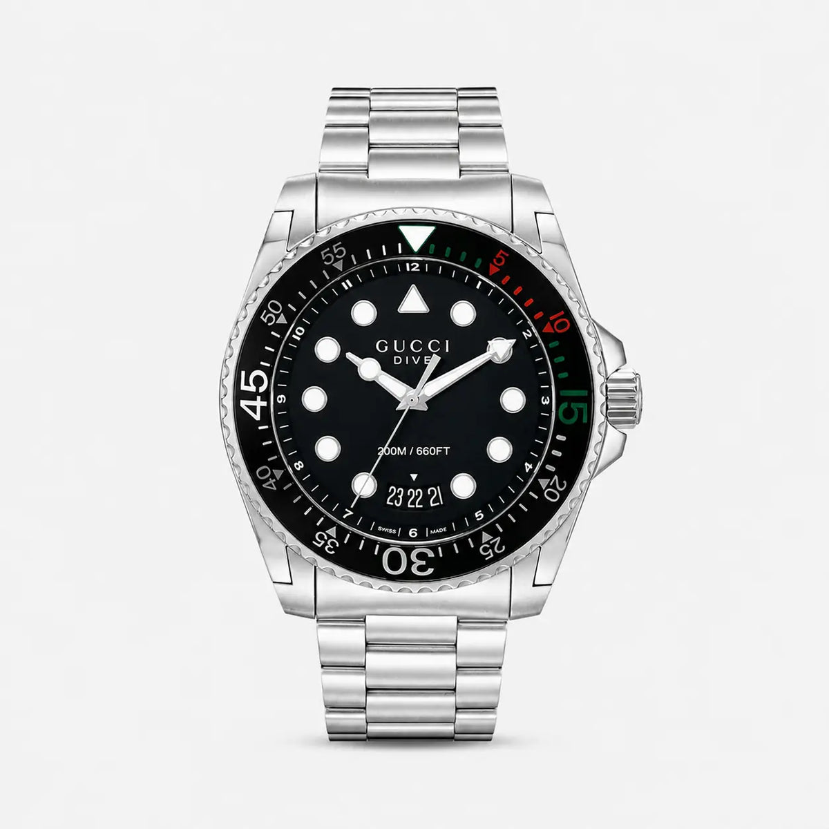 GUCCI Dive 45 mm acero inoxidable esfera negra mate bisel giratorio Reloj para hombre — imagen 1