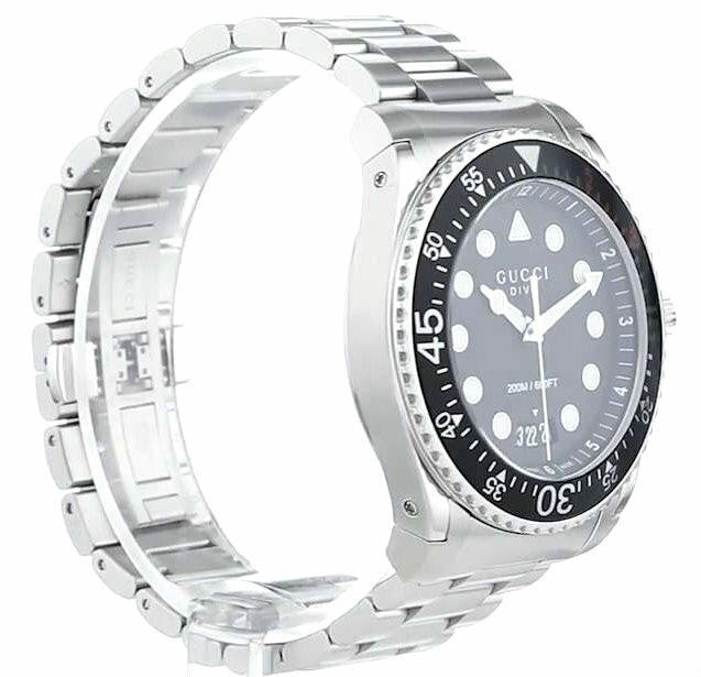 GUCCI Dive 45 mm acero inoxidable esfera negra mate bisel giratorio Reloj para hombre — imagen 3