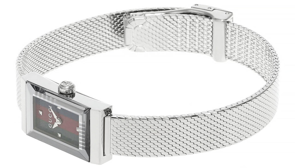 GUCCI G-Frame 14x25 mm acero inoxidable Green/Red/esfera azul Reloj para mujer — imagen 3