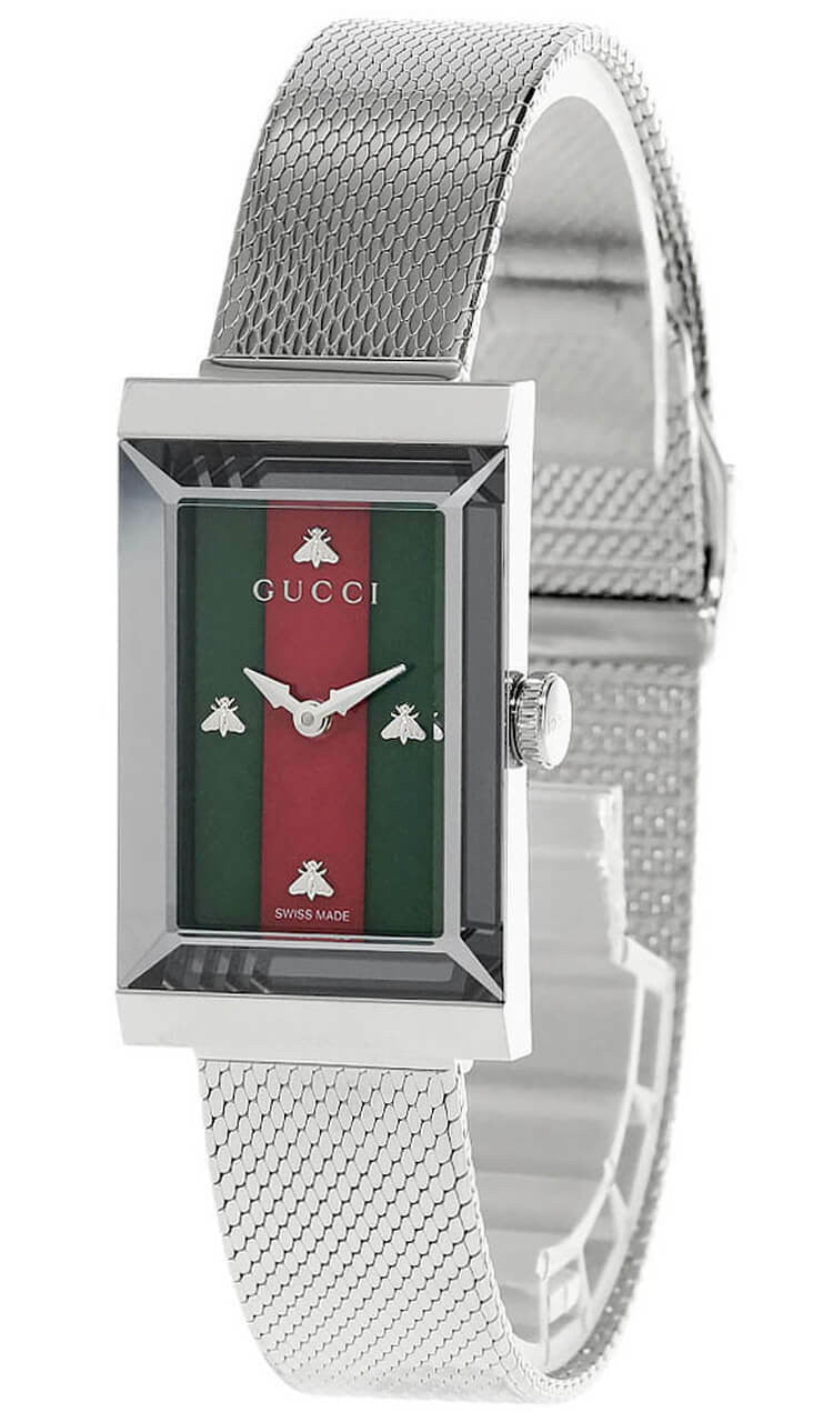 GUCCI G-Frame 21MMx34 mm Green/Red esfera de nácar brazalete de malla Reloj — imagen 2