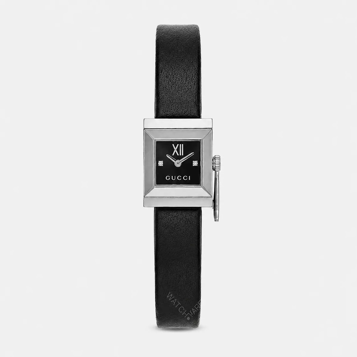 GUCCI G-Frame cuarzo acero inoxidable 14x18 mm esfera negra cuero Reloj para mujer — imagen 1