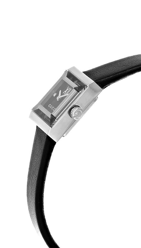 GUCCI G-Frame cuarzo acero inoxidable 14x18 mm esfera negra cuero Reloj para mujer — imagen 3