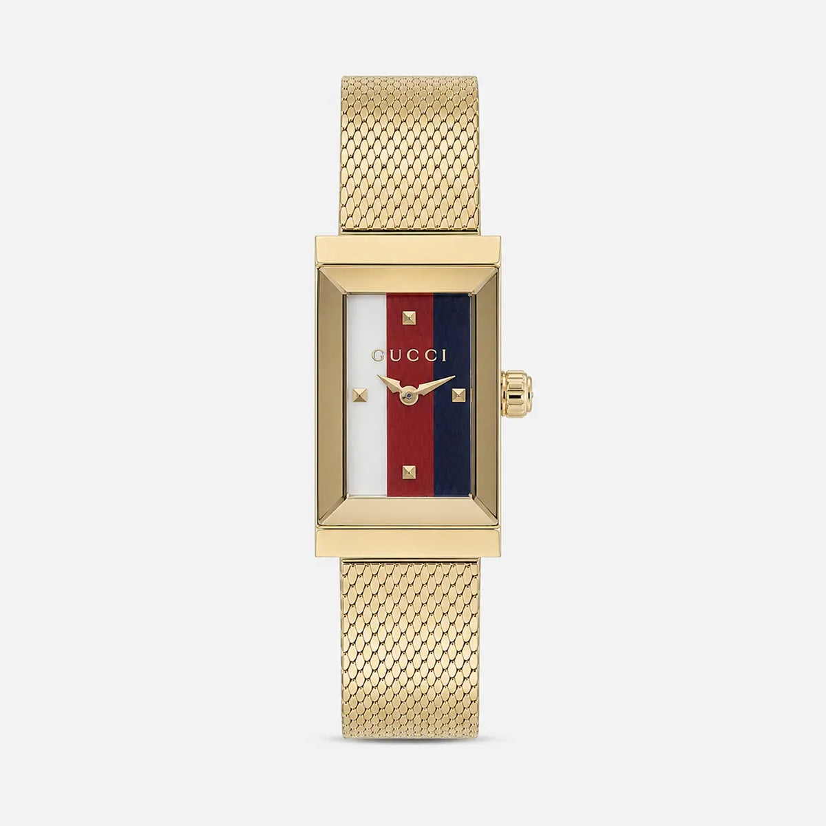GUCCI G-Frame White, Red, Navy Gold PVD brazalete de malla Reloj — imagen 1