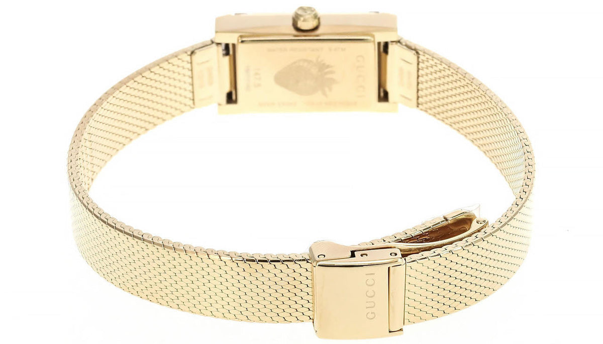 GUCCI G-Frame White, Red, Navy Gold PVD brazalete de malla Reloj — imagen 4