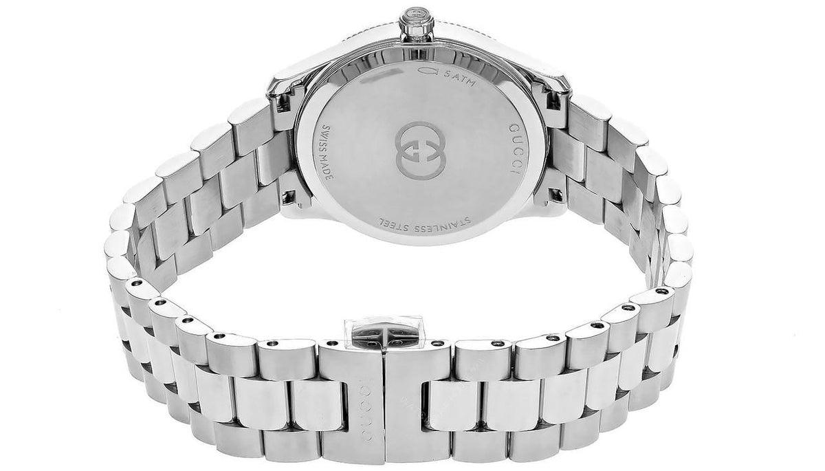 GUCCI G-Timeless 29 mm acero inoxidable esfera blanca de nácar Reloj para mujer — imagen 4