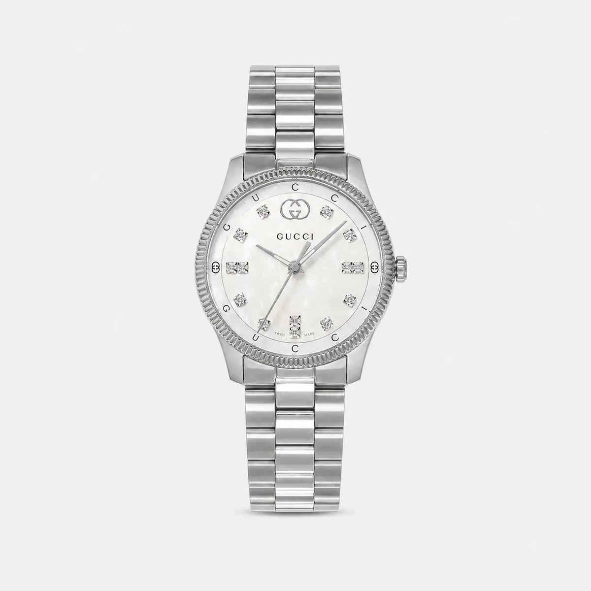 GUCCI G-Timeless 29 mm acero inoxidable esfera blanca de nácar Reloj para mujer — imagen 1