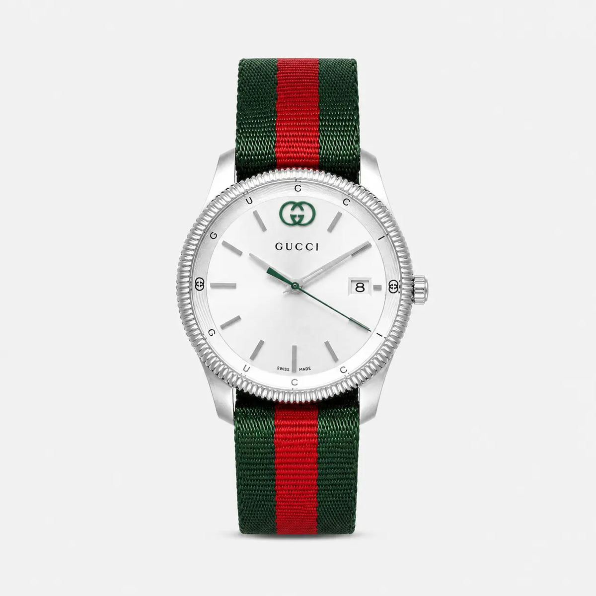 GUCCI G-Timeless cuarzo 38 mm esfera plateada nailon correa Reloj para hombre — imagen 1
